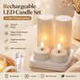 LED Rechargeable Flameless Candle Night Light Set (4 Units, with Lampshade)– USB Charging Decorative Tea Light Ambient Lighting for Christmas & Home Decor