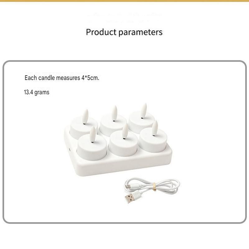 LED Rechargeable Flameless Candle Night Light Set (8 Units, with Lampshade)– USB Charging Decorative Tea Light Ambient Lighting for Christmas & Home Decor