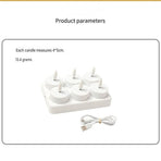 LED Rechargeable Flameless Candle Night Light Set (8 Units, with Lampshade)– USB Charging Decorative Tea Light Ambient Lighting for Christmas & Home Decor