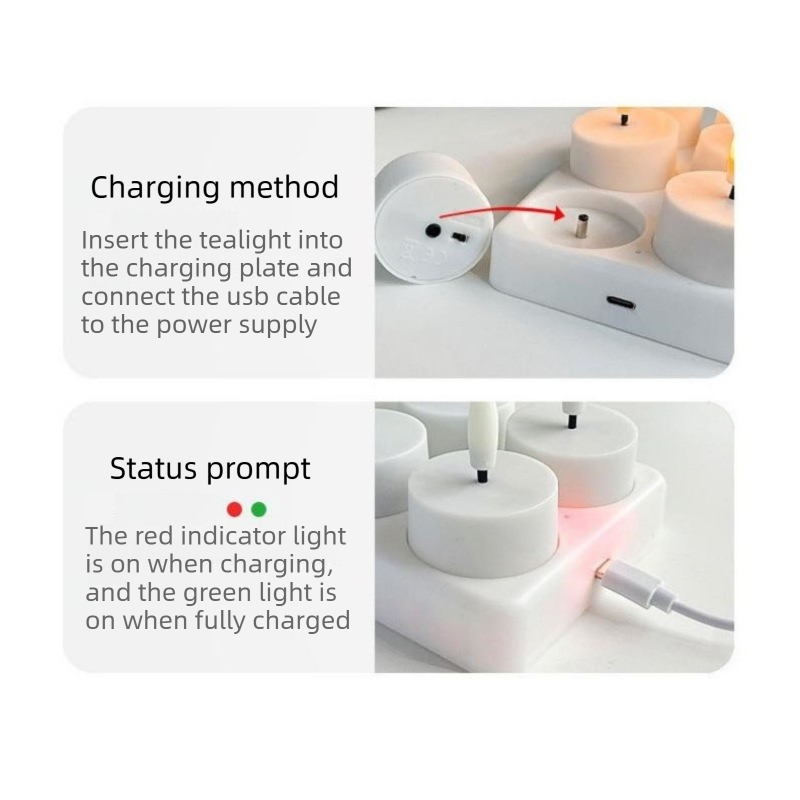 LED Rechargeable Flameless Candle Night Light Set (8 Units, with Lampshade)– USB Charging Decorative Tea Light Ambient Lighting for Christmas & Home Decor