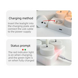LED Rechargeable Flameless Candle Night Light Set (8 Units, with Lampshade)– USB Charging Decorative Tea Light Ambient Lighting for Christmas & Home Decor - Top-Down View