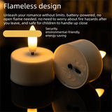 LED Rechargeable Flameless Candle Night Light Set (8 Units, with Lampshade)– USB Charging Decorative Tea Light Ambient Lighting for Christmas & Home Decor - Rear View