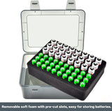 White AA/AAA Battery Storage Case 24 AA + 30 AAA Capacity Durable PP Organizer Box with Removable Foam Dustproof Portable Protective Battery Holder - Rear View
