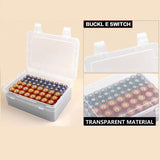 White AA/AAA Battery Storage Case 24 AA + 30 AAA Capacity Durable PP Organizer Box with Removable Foam Dustproof Portable Protective Battery Holder