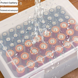 Grey AA/AAA Battery Storage Case 24 AA + 30 AAA Capacity Durable PP Organizer Box with Removable Foam Dustproof Portable Protective Battery Holder - Front View