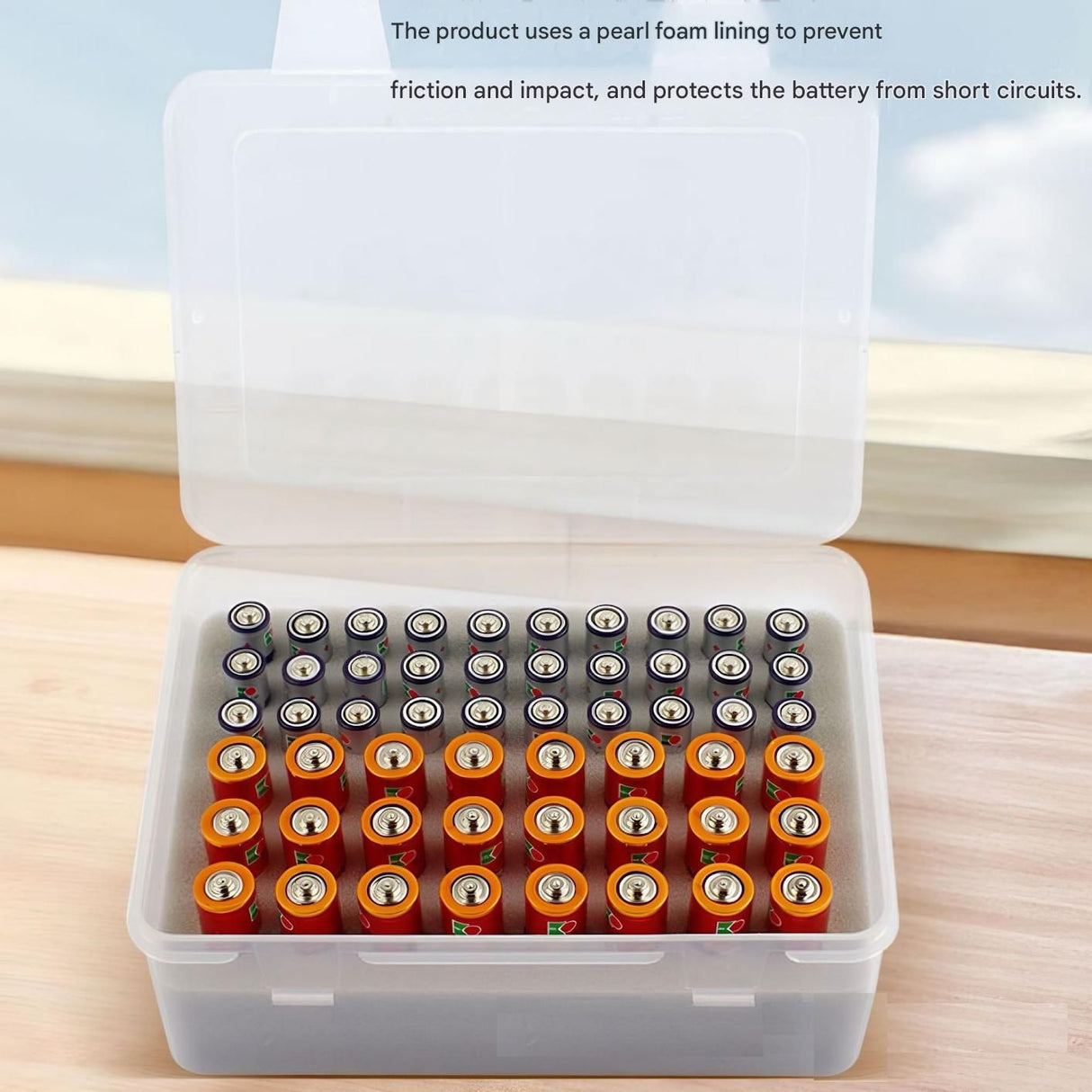 Grey AA/AAA Battery Storage Case 24 AA + 30 AAA Capacity Durable PP Organizer Box with Removable Foam Dustproof Portable Protective Battery Holder