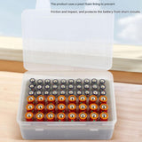 Grey AA/AAA Battery Storage Case 24 AA + 30 AAA Capacity Durable PP Organizer Box with Removable Foam Dustproof Portable Protective Battery Holder