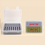 Grey AA/AAA Battery Storage Case 24 AA + 30 AAA Capacity Durable PP Organizer Box with Removable Foam Dustproof Portable Protective Battery Holder - Close-Up Angle
