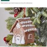 Dual-Candy Style Gingerbread House Christmas Tree Ornament - Made of polymer clay with snowflake details, perfect for Christmas decorations, suitable for home and window displays - Top-Down View