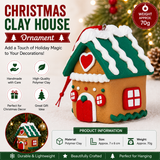 Red Heart Design Gingerbread House Christmas Tree Ornament - Made of polymer clay with snowflake details, perfect for Christmas decorations, suitable for home and window displays