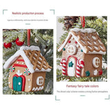 Blue Eaves Style Gingerbread House Christmas Tree Ornament - Made of polymer clay with snowflake details, perfect for Christmas decorations, suitable for home and window displays - Front View