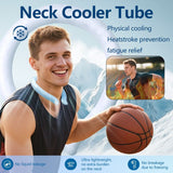 Blue PCM Neck Cooler Tube - Upgraded Phase Change Material Cooling Ring - Lightweight 135g, No Sweat, Long Lasting Relief for Sports, Office, and Outdoor Heat Stroke Prevention - 45-Degree Angle