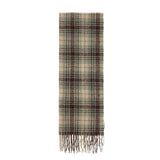 Striped Wool-Blend Beanie & Plaid Fringed Scarf Set — Soft Knit Hat (36 x 26 cm) and Oversized Shawl (200 x 65 cm); A Must-Have for Christmas and Cold Weather - 45-Degree Angle