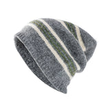 Striped Wool-Blend Beanie & Plaid Fringed Scarf Set — Soft Knit Hat (36 x 26 cm) and Oversized Shawl (200 x 65 cm); A Must-Have for Christmas and Cold Weather