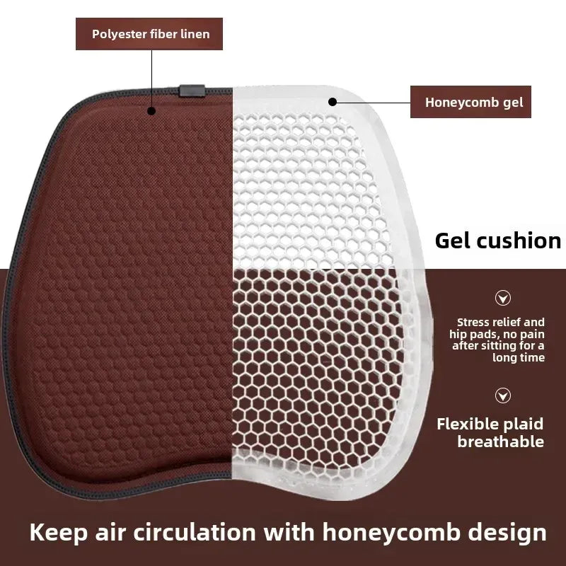 Blue Universal Honeycomb Gel Seat Cushion - Breathable Cooling Pad for Car & Office - Ergonomic Pressure Relief & Non-Slip Design for Long Sitting
