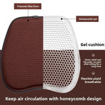 Black honeycomb gel seat cushion with non-slip cover, 47 x 47cm, non-slip polyester surface