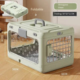 Green Collapsible Pet Carrier Crate - Foldable Travel Airline Dog & Cat Kennel with Transparent Windows