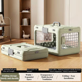 Green Collapsible Pet Carrier Crate - Foldable Travel Airline Dog & Cat Kennel with Transparent Windows - Top-Down View