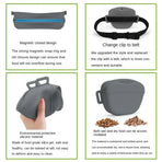Gray Silicone Dog Training Treat Pouch with Adjustable Waist Belt Hands-Free Pet Reward Bag for Outdoor Walks