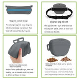Blue Silicone Dog Training Treat Pouch with Adjustable Waist Belt Hands-Free Pet Reward Bag for Outdoor Walks - 45-Degree Angle