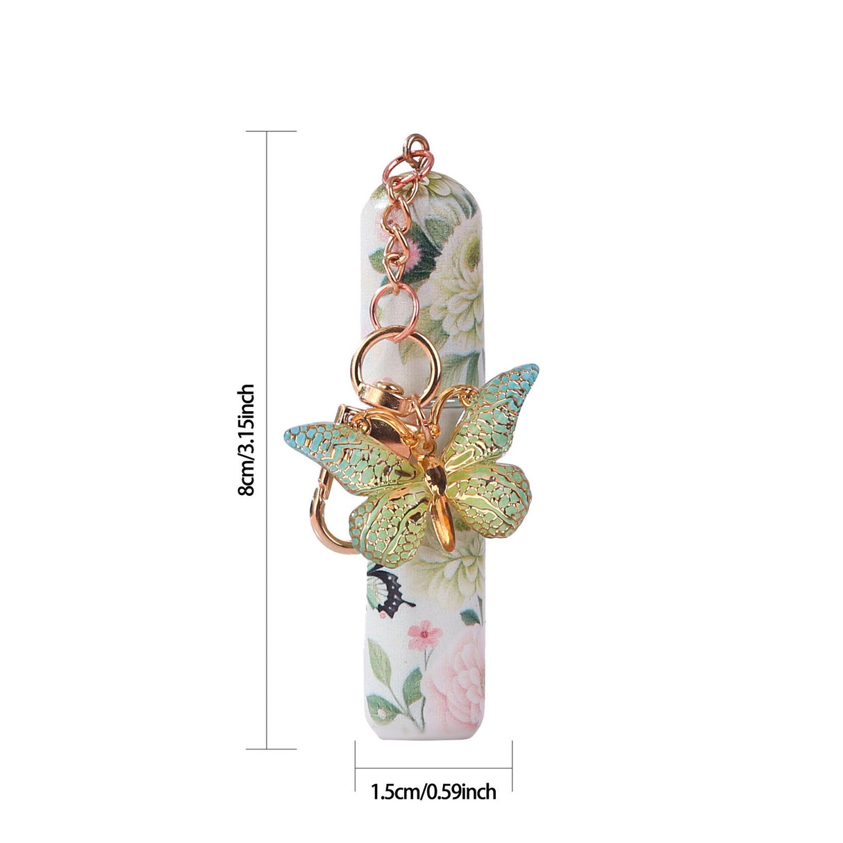 3 Pack Pink 5ml Portable Perfume Atomizer Keychain Butterfly Charm Floral Refillable Travel Spray Bottle Set - Same Design
