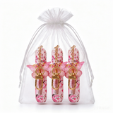 3 Pack Light Pink 5ml Portable Perfume Atomizer Keychain Butterfly Charm Floral Refillable Travel Spray Bottle Set - Same Design - Front View