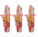 3 Pack Red 5ml Portable Perfume Atomizer Keychain Butterfly Charm Floral Refillable Travel Spray Bottle Set - Same Design