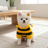 Size S Bee Fleece Hoodie Jumper for Small Dogs & Cats with 5 Hair Clips - Winter Warm Pet Apparel Australia - Side View