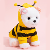 Size L Bee Fleece Hoodie Jumper for Small Dogs & Cats with 5 Hair Clips - Winter Warm Pet Apparel Australia - Front View