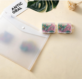 Heavy Duty A4 Transparent File Folder with Snap Closure & Paper Clip Set - Durable 0.2mm Plastic Document Wallet, 28mm Decorative Office Stationery, Space Saving Organisation for Students & Business - Front View
