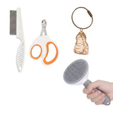 Ginger Cat Complete Cat Care Set - One-Touch Deshedding Brush, Stainless Steel Nail Clipper & Fur Collection Locket