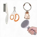Siamese Cat Complete Cat Care Set - One-Touch Deshedding Brush, Stainless Steel Nail Clipper & Fur Collection Locket