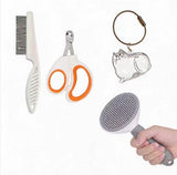 Transparent cat Complete Cat Care Set - One-Touch Deshedding Brush, Stainless Steel Nail Clipper & Fur Collection Locket