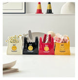 White Ceramic Mini Tote Bag Pen Holder - Creative Desktop Storage Organizer for Makeup Brushes, Remote Controls and Stationery, Cute Smiley Decorative Container - Top-Down View