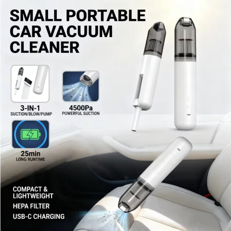 Black Mini Wireless Handheld Vacuum Cleaner——Wireless Mini Dust Cleaner with Strong Suction, USB Type C Charging and Multi Purpose Cleaning Attachments