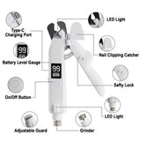 Black Paw Hair Trimmer and White Pet Nail Clipper Set USB Rechargeable Dog Cat Grooming Kit LED Display Low Noise Paw Shaver Nail Grinder 2 in 1 Pet Beauty Tool