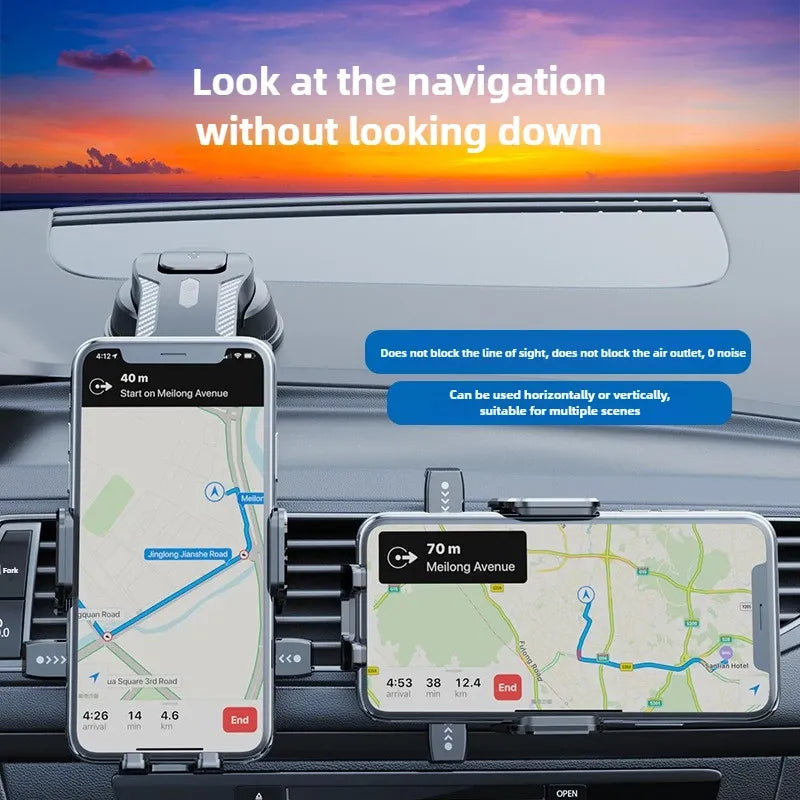 Vacuum Suction Car Phone Mount Adjustable Dashboard Windscreen Holder Universal Smartphone Bracket for Navigation Driving