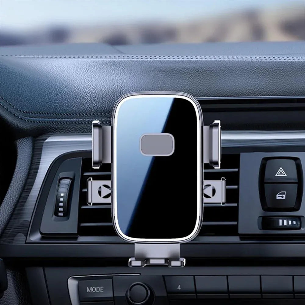 Universal Car Air Vent Phone Mount (Black Mirror Finish) — 360° Adjustable, Non-Slip Navigation Holder, Compatible with Most Smartphones