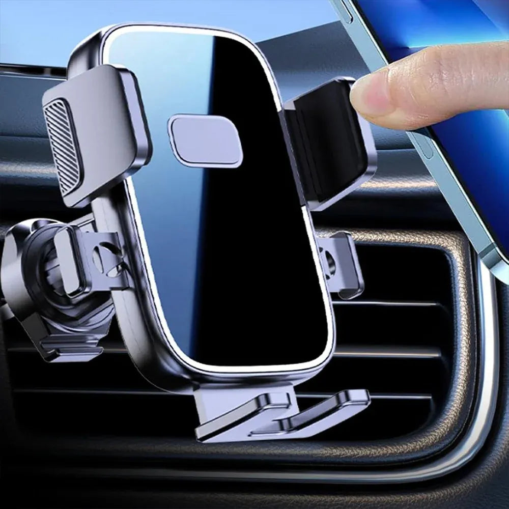 Universal Car Air Vent Phone Mount (Black Mirror Finish) — 360° Adjustable, Non-Slip Navigation Holder, Compatible with Most Smartphones