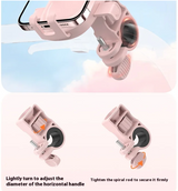 Cute Pink Cat-Themed Bicycle Phone Holder — Motorcycle & Bicycle Handlebar Mount, Anti-Shake 360° Rotatable Navigation Bracket, Universal Scooter Stand - Close-Up Angle