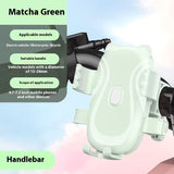 Cute Green Cat-Themed Bicycle Phone Holder — Motorcycle & Bicycle Handlebar Mount, Anti-Shake 360° Rotatable Navigation Bracket, Universal Scooter Stand - Front View