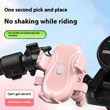 Cute Green Cat-Themed Bicycle Phone Holder — Motorcycle & Bicycle Handlebar Mount, Anti-Shake 360° Rotatable Navigation Bracket, Universal Scooter Stand - Side View