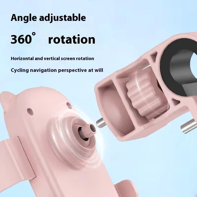 Cute Green Cat-Themed Bicycle Phone Holder — Motorcycle & Bicycle Handlebar Mount, Anti-Shake 360° Rotatable Navigation Bracket, Universal Scooter Stand