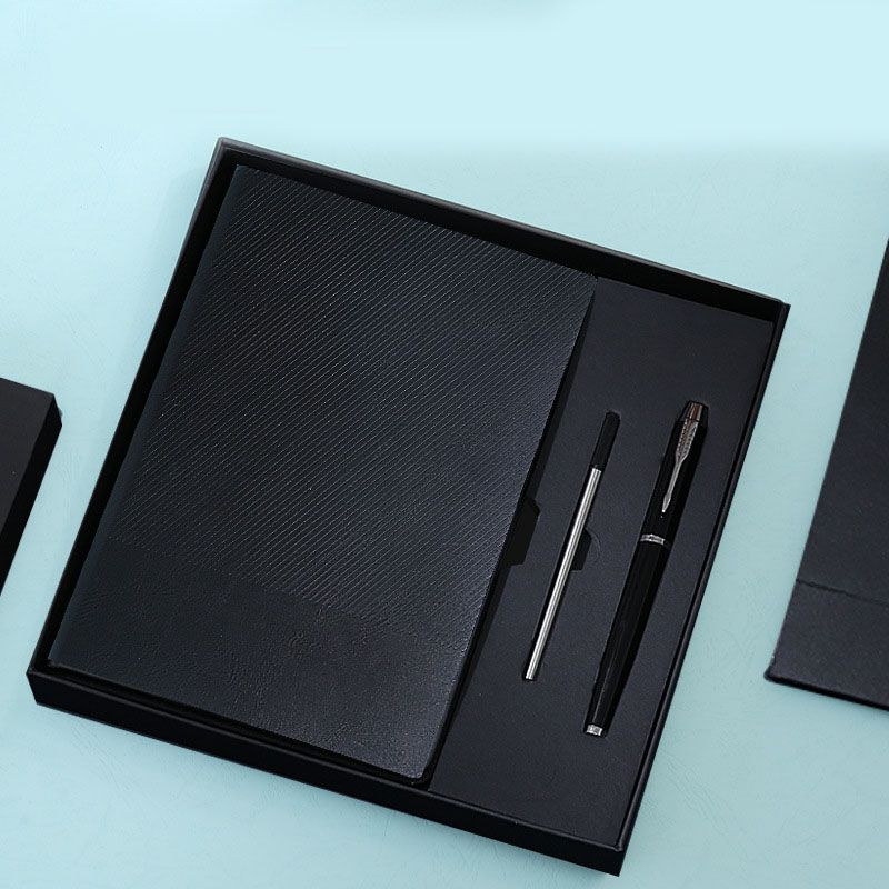Black Luxury A5 Notebook and Pen Gift Set Business Journal Office Writing Diary Executive Stationery Present Box with Gift Bag