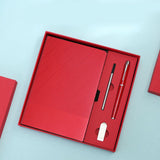 Red A5 Business Notebook Gift Set with 8GB USB Drive Executive Journal Pen Set Premium Office Meeting Notebook Gift Box
