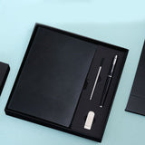 Black A5 Business Notebook Gift Set with 8GB USB Drive Executive Journal Pen Set Premium Office Meeting Notebook Gift Box