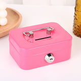 Pink Lockable Metal Cash Box with Coin Slot Portable Money Storage Box Small Savings Bank Key Lock Cash Holder Organiser for Coins Notes Home Office Use 115x85x58mm