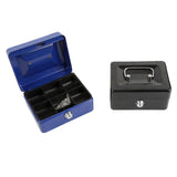 Black Handheld Cash Box Lockable Money Storage Box with Removable Cash Tray Portable Metal Money Safe with Keys 200x160x90mm - Top-Down View