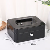 Black Handheld Cash Box Lockable Money Storage Box with Removable Cash Tray Portable Metal Money Safe with Keys 200x160x90mm - 45-Degree Angle