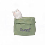 Creative Animal-Themed "Paper Bag" Pen Holder (Cat) — Resin Desktop Organizer | Cute Cartoon Pencil Cup, Planter, & Storage Container | Home & Office Desktop Decor